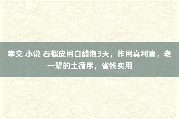 拳交 小说 石榴皮用白醋泡3天，作用真利害，老一辈的土循序，省钱实用