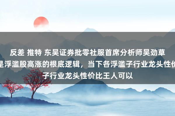 反差 推特 东吴证券批零社服首席分析师吴劲草：淡旺季不是浮滥股高涨的根底逻辑，当下各浮滥子行业龙头性价比王人可以