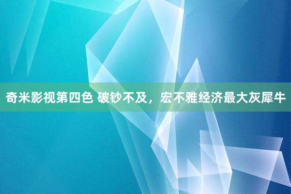 奇米影视第四色 破钞不及，宏不雅经济最大灰犀牛