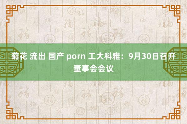 菊花 流出 国产 porn 工大科雅：9月30日召开董事会会议