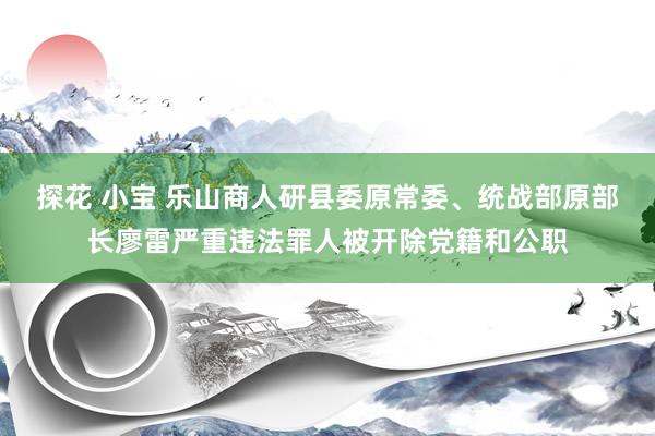 探花 小宝 乐山商人研县委原常委、统战部原部长廖雷严重违法罪人被开除党籍和公职