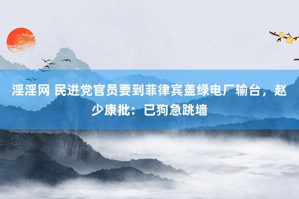 淫淫网 民进党官员要到菲律宾盖绿电厂输台，赵少康批：已狗急跳墙