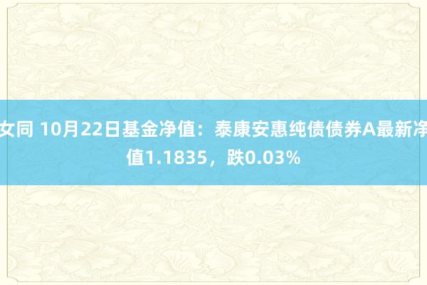 女同 10月22日基金净值：泰康安惠纯债债券A最新净值1.1835，跌0.03%