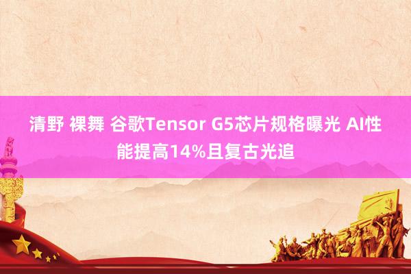 清野 裸舞 谷歌Tensor G5芯片规格曝光 AI性能提高14%且复古光追