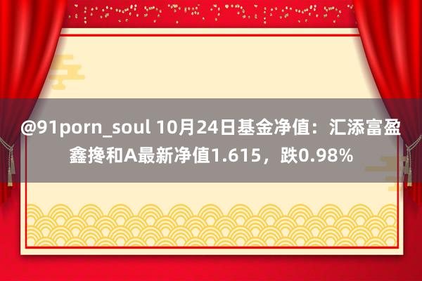 @91porn_soul 10月24日基金净值：汇添富盈鑫搀和A最新净值1.615，跌0.98%