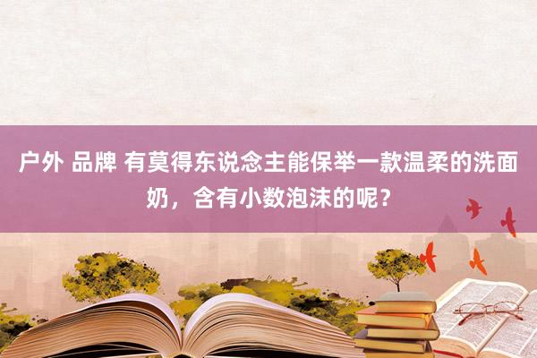 户外 品牌 有莫得东说念主能保举一款温柔的洗面奶，含有小数泡沫的呢？