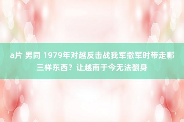 a片 男同 1979年对越反击战我军撤军时带走哪三样东西？让越南于今无法翻身