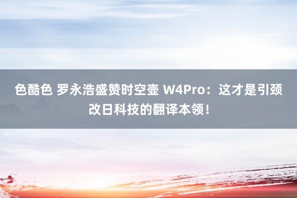 色酷色 罗永浩盛赞时空壶 W4Pro：这才是引颈改日科技的翻译本领！