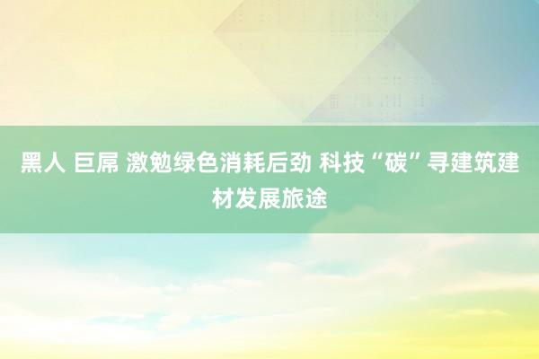 黑人 巨屌 激勉绿色消耗后劲 科技“碳”寻建筑建材发展旅途