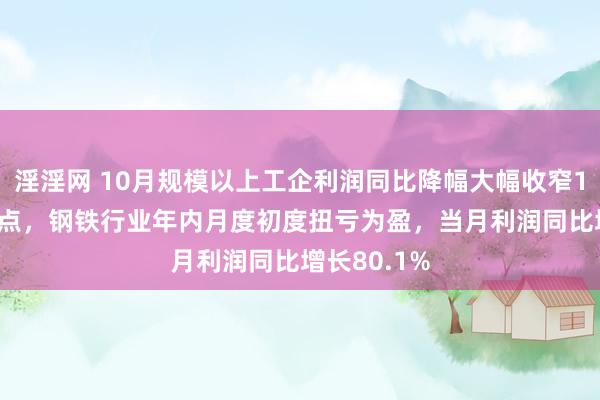 淫淫网 10月规模以上工企利润同比降幅大幅收窄17.1个百分点，钢铁行业年内月度初度扭亏为盈，当月利润同比增长80.1%