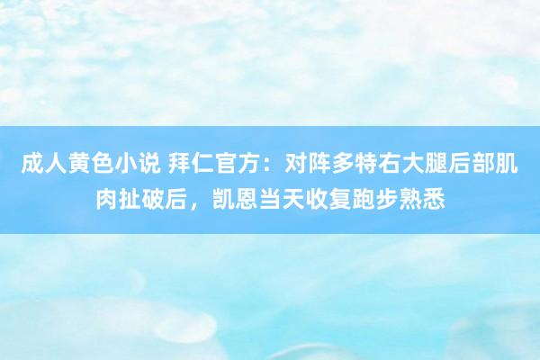 成人黄色小说 拜仁官方：对阵多特右大腿后部肌肉扯破后，凯恩当天收复跑步熟悉