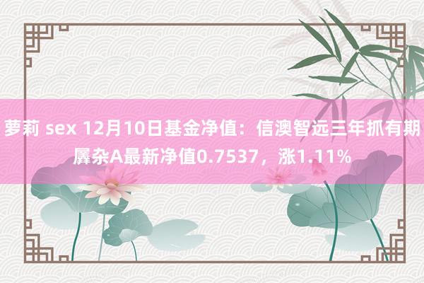 萝莉 sex 12月10日基金净值：信澳智远三年抓有期羼杂A最新净值0.7537，涨1.11%