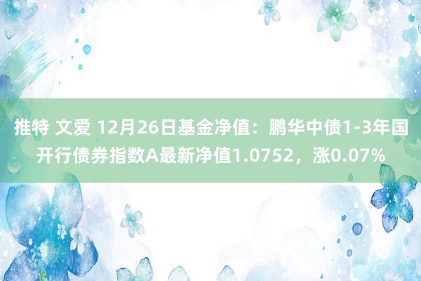 推特 文爱 12月26日基金净值：鹏华中债1-3年国开行债券指数A最新净值1.0752，涨0.07%