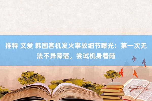 推特 文爱 韩国客机发火事故细节曝光：第一次无法不异降落，尝试机身着陆