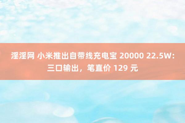 淫淫网 小米推出自带线充电宝 20000 22.5W：三口输出，笔直价 129 元