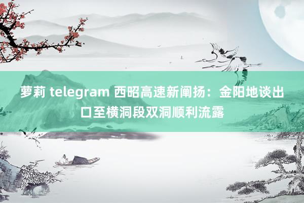 萝莉 telegram 西昭高速新阐扬：金阳地谈出口至横洞段双洞顺利流露